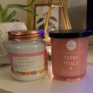Two Hand Poured Peony Scented Candles